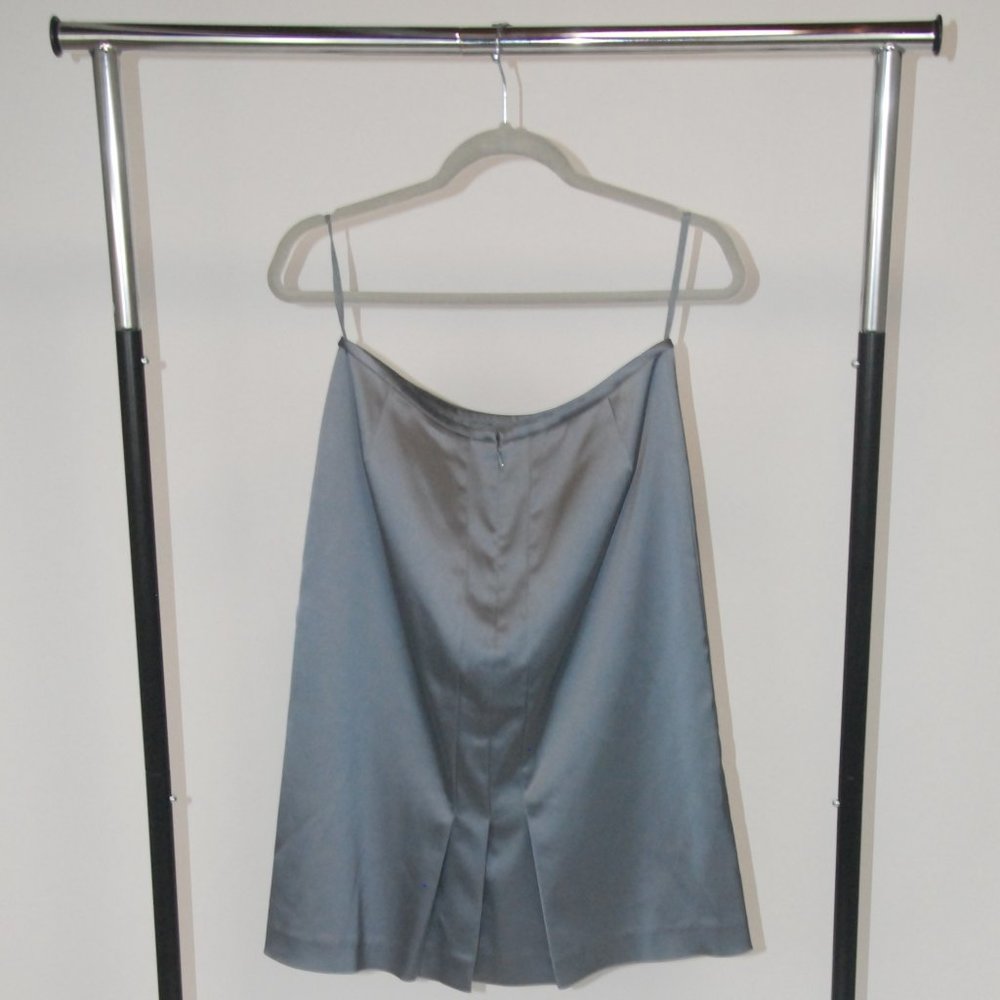 Silver Blue Pencil Skirt with pleats in back. Size 10 - Picture 2 of 5